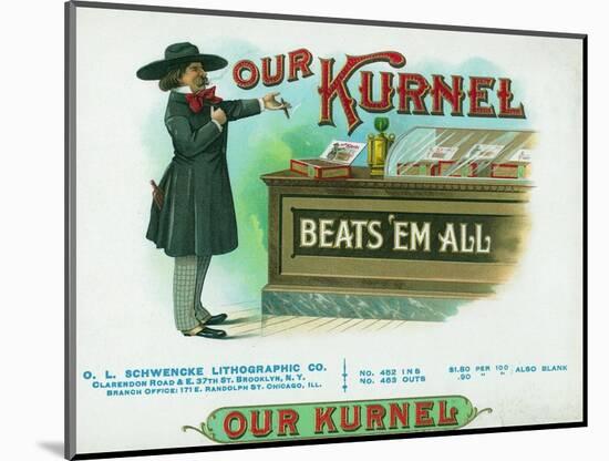 Our Kurnel Brand Cigar Box Label-Lantern Press-Mounted Art Print