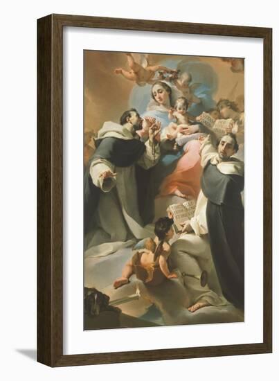 Our Lady of Rosary with Child, St Dominic and St Vincent Ferrer, Circa 1773-Ubaldo Gandolfi-Framed Giclee Print