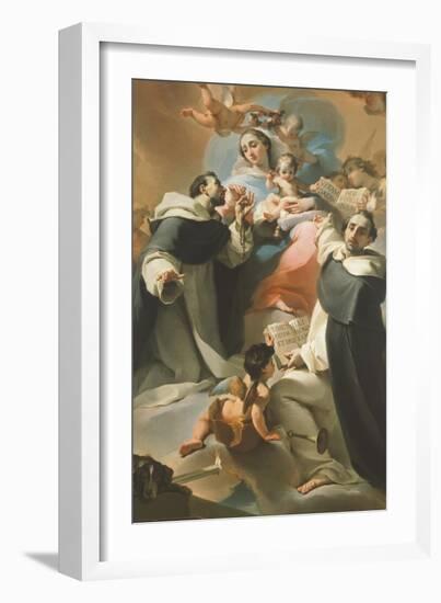 Our Lady of Rosary with Child, St Dominic and St Vincent Ferrer, Circa 1773-Ubaldo Gandolfi-Framed Giclee Print