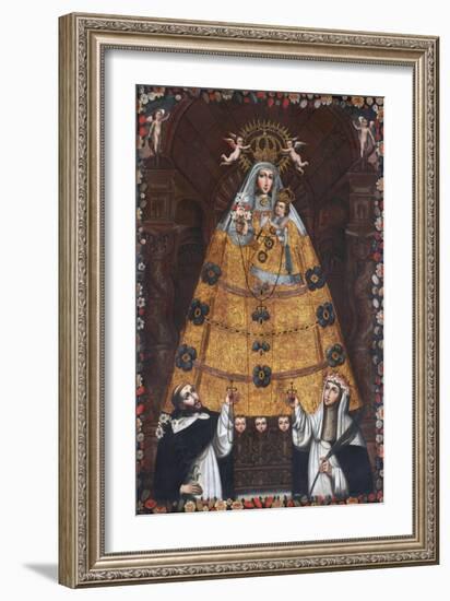 Our Lady of the Rosary with Saint Dominic and Saint Rose-null-Framed Giclee Print