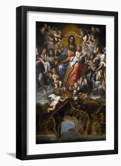 Our Lady Queen of Genoa with a View of the City-Domenico Fiasella-Framed Giclee Print