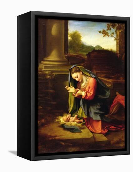 Our Lady Worshipping the Child, c.1518-20-Correggio-Framed Stretched Canvas