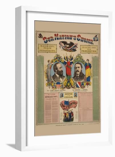 Our Nation's Choice--Gen. James Abram Garfield, Republican Candidate for President, etc.-Haasis & Lubrecht-Framed Art Print