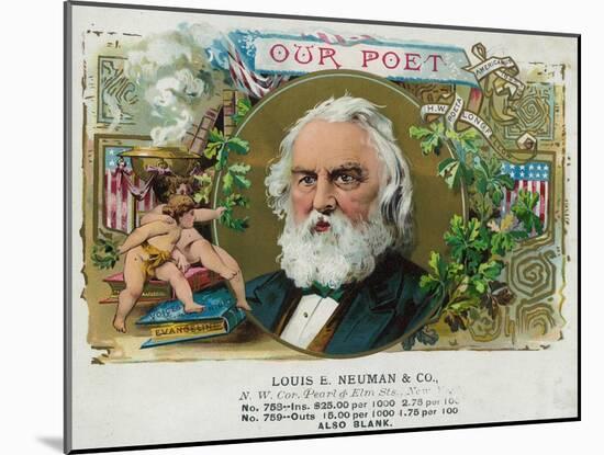 Our Poet Brand Cigar Box Label, Henry W. Longfellow-Lantern Press-Mounted Art Print