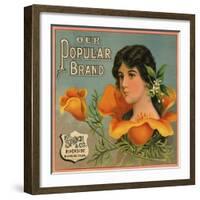 Our Popular Brand - Riverside, California - Citrus Crate Label-Lantern Press-Framed Art Print