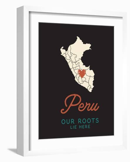 Our Roots Lie Here Map of Peru-Ren Lane-Framed Art Print