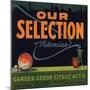 Our Selection Brand - Garden Grove, California - Citrus Crate Label-Lantern Press-Mounted Art Print