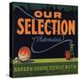 Our Selection Brand - Garden Grove, California - Citrus Crate Label-Lantern Press-Stretched Canvas