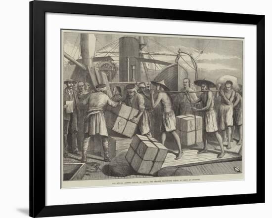 Our Special Artist's Voyage to China, the Steamer Travancore Taking in Cargo at Singapore-null-Framed Giclee Print
