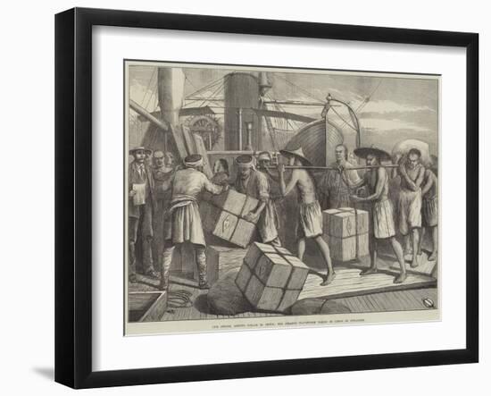 Our Special Artist's Voyage to China, the Steamer Travancore Taking in Cargo at Singapore-null-Framed Giclee Print