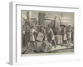 Our Special Artist's Voyage to China, the Steamer Travancore Taking in Cargo at Singapore-null-Framed Giclee Print