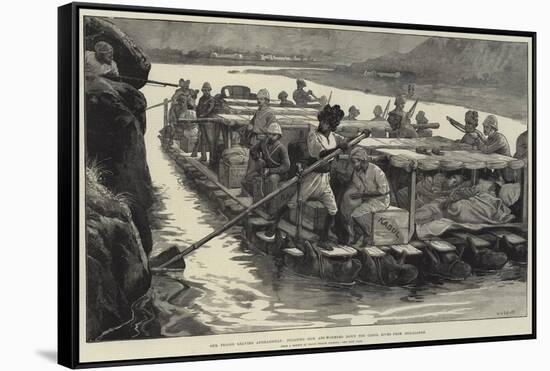 Our Troops Leaving Afghanistan, Floating Sick and Wounded Down the Cabul River from Jellalabad-William Heysham Overend-Framed Stretched Canvas