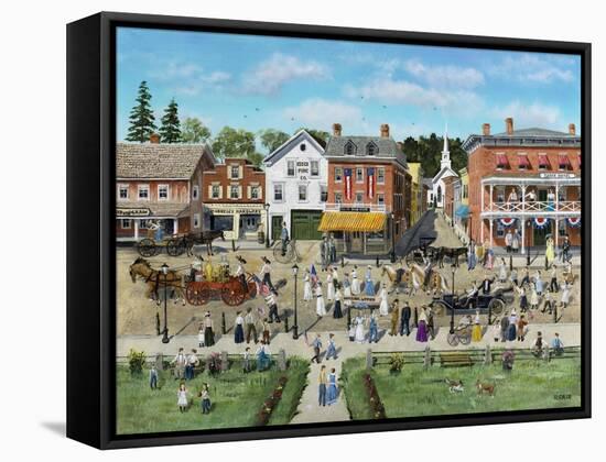 Our Village Parade 4th of July 1909-Bob Fair-Framed Stretched Canvas