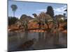 Ouranosaurus Drink at a Watering Hole While a Sarcosuchus Floats Nearby-Stocktrek Images-Mounted Photographic Print