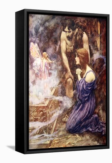 Out Flew a Beautiful Fairy-Like Creature with Rainbow-Coloured Wings-Arthur C. Michael-Framed Stretched Canvas