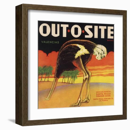 Out O Site Brand - Santa Paula, California - Citrus Crate Label-Lantern Press-Framed Art Print