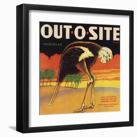 Out O Site Brand - Santa Paula, California - Citrus Crate Label-Lantern Press-Framed Art Print