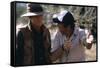 OUT OF AFRICA, 1985 directed by SYDNEY POLLACK On the set, Sydney Pollack directs Rober Redford (ph-null-Framed Stretched Canvas