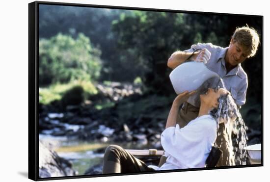 Out of Africa by Sydney Pollack with Robert Redford and Meryl Streep, 1985 (photo)-null-Framed Stretched Canvas