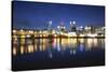 Out of Focus Portland City Skyline at Blue Hour-jpldesigns-Stretched Canvas