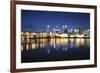 Out of Focus Portland City Skyline at Blue Hour-jpldesigns-Framed Photographic Print