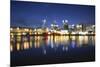 Out of Focus Portland City Skyline at Blue Hour-jpldesigns-Mounted Photographic Print