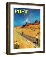 "Out of Gas," Saturday Evening Post Cover, September 2, 1961-George Hughes-Framed Giclee Print