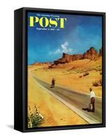 "Out of Gas," Saturday Evening Post Cover, September 2, 1961-George Hughes-Framed Stretched Canvas