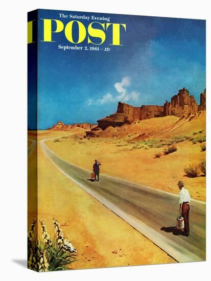 "Out of Gas," Saturday Evening Post Cover, September 2, 1961-George Hughes-Stretched Canvas