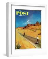 "Out of Gas," Saturday Evening Post Cover, September 2, 1961-George Hughes-Framed Giclee Print