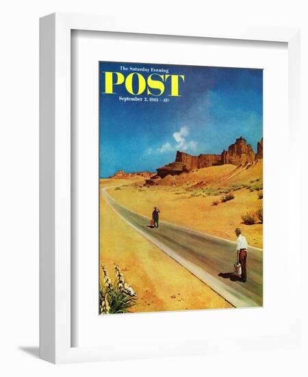 "Out of Gas," Saturday Evening Post Cover, September 2, 1961-George Hughes-Framed Giclee Print