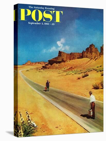 "Out of Gas," Saturday Evening Post Cover, September 2, 1961-George Hughes-Stretched Canvas