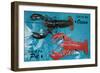 Out of Ocean, into Pot, Lobsters-null-Framed Art Print