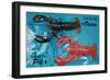 Out of Ocean, into Pot, Lobsters-null-Framed Art Print