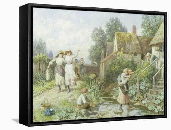 Out of School-Myles Birket Foster-Framed Stretched Canvas