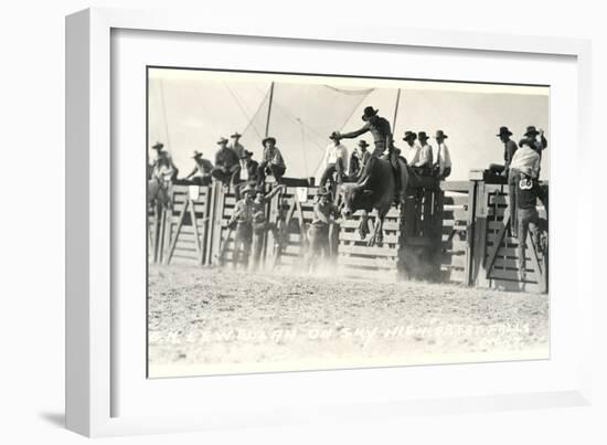 Out of the Chute, Bull Riding-null-Framed Art Print