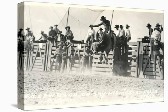 Out of the Chute, Bull Riding-null-Stretched Canvas