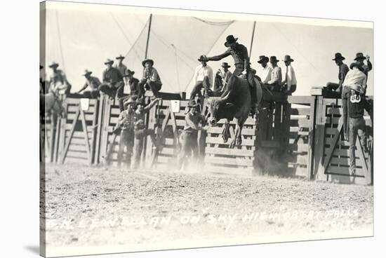 Out of the Chute, Bull Riding-null-Stretched Canvas