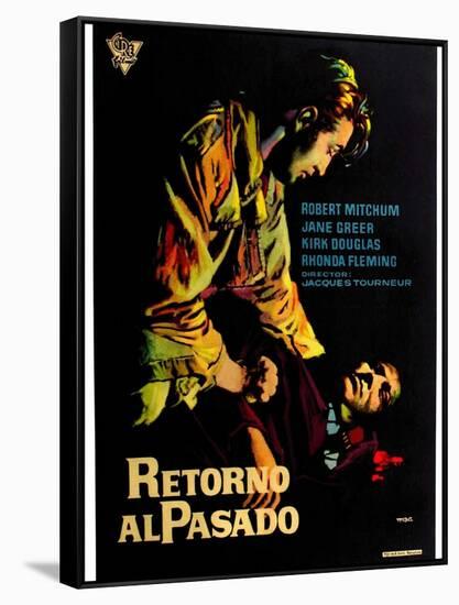 Out of the Past, Spanish Movie Poster, 1947-null-Framed Stretched Canvas