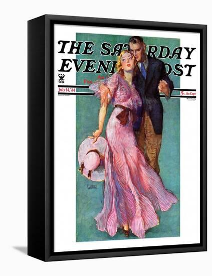"Out on a Date," Saturday Evening Post Cover, July 14, 1934-John LaGatta-Framed Stretched Canvas