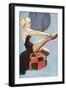 Out on a Limb, Woman on Ottoman-null-Framed Art Print