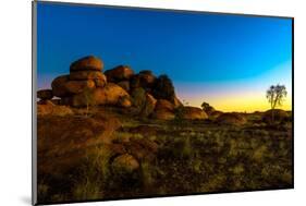 Outback landscape of Devils Marbles rock formations, Karlu Karlu Conservation Reserve-Alberto Mazza-Mounted Photographic Print