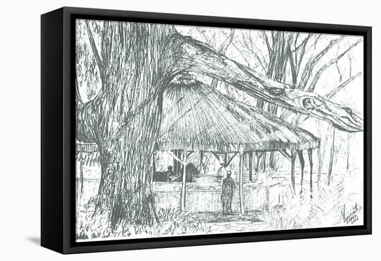 Outdoor bar, lake Naivasha, 2006-Vincent Alexander Booth-Framed Stretched Canvas