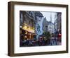 Outdoor Cafes and Brousaille Wall Mural of a Couple Walking Arm in Arm, Brussels, Belgium, Europe-Christian Kober-Framed Photographic Print