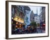 Outdoor Cafes and Brousaille Wall Mural of a Couple Walking Arm in Arm, Brussels, Belgium, Europe-Christian Kober-Framed Photographic Print