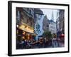 Outdoor Cafes and Brousaille Wall Mural of a Couple Walking Arm in Arm, Brussels, Belgium, Europe-Christian Kober-Framed Photographic Print