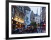 Outdoor Cafes and Brousaille Wall Mural of a Couple Walking Arm in Arm, Brussels, Belgium, Europe-Christian Kober-Framed Photographic Print