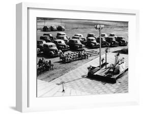 Outdoor Church Service with Cars Parked Behind, USA, 1950s-null-Framed Photographic Print