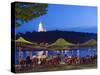 Outdoor Dining Below the Lavra and Dnieper River, Kiev, Ukraine, Europe-Christian Kober-Stretched Canvas