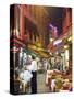 Outdoor Dining in Narrow Street of Restaurants, Brussels, Belgium, Europe-Christian Kober-Stretched Canvas